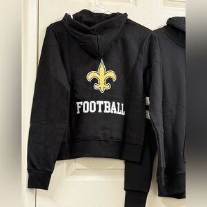 NFL New Orleans Saints Black Full Zip Hoodie (Fitted)